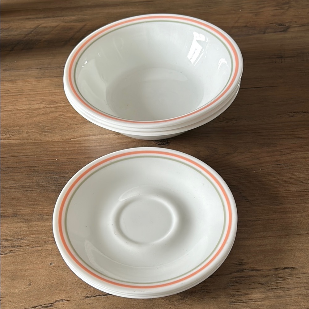 PEACH FLORAL by Corelle CORNING bowl and saucer plate